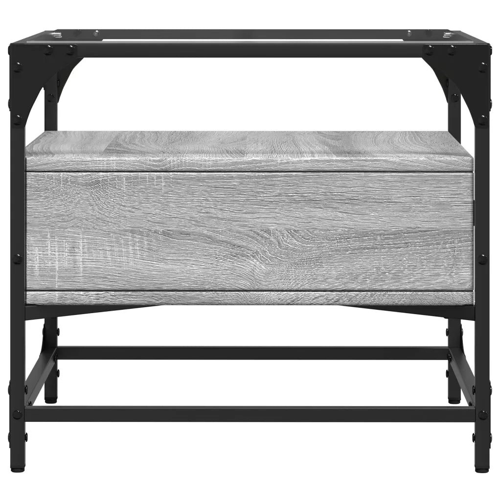 Tavolino da salotto | Tavolino da caff¨¨ | Tavolino da Soggiorno con Piano in Vetro Grigio Sonoma 50x50x45 cm Acciaio