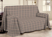Telo Arredo Multiuso Linea Pensieri Delicati In 100% Cotone Disegno Tartan - Matrimoniale - Beige