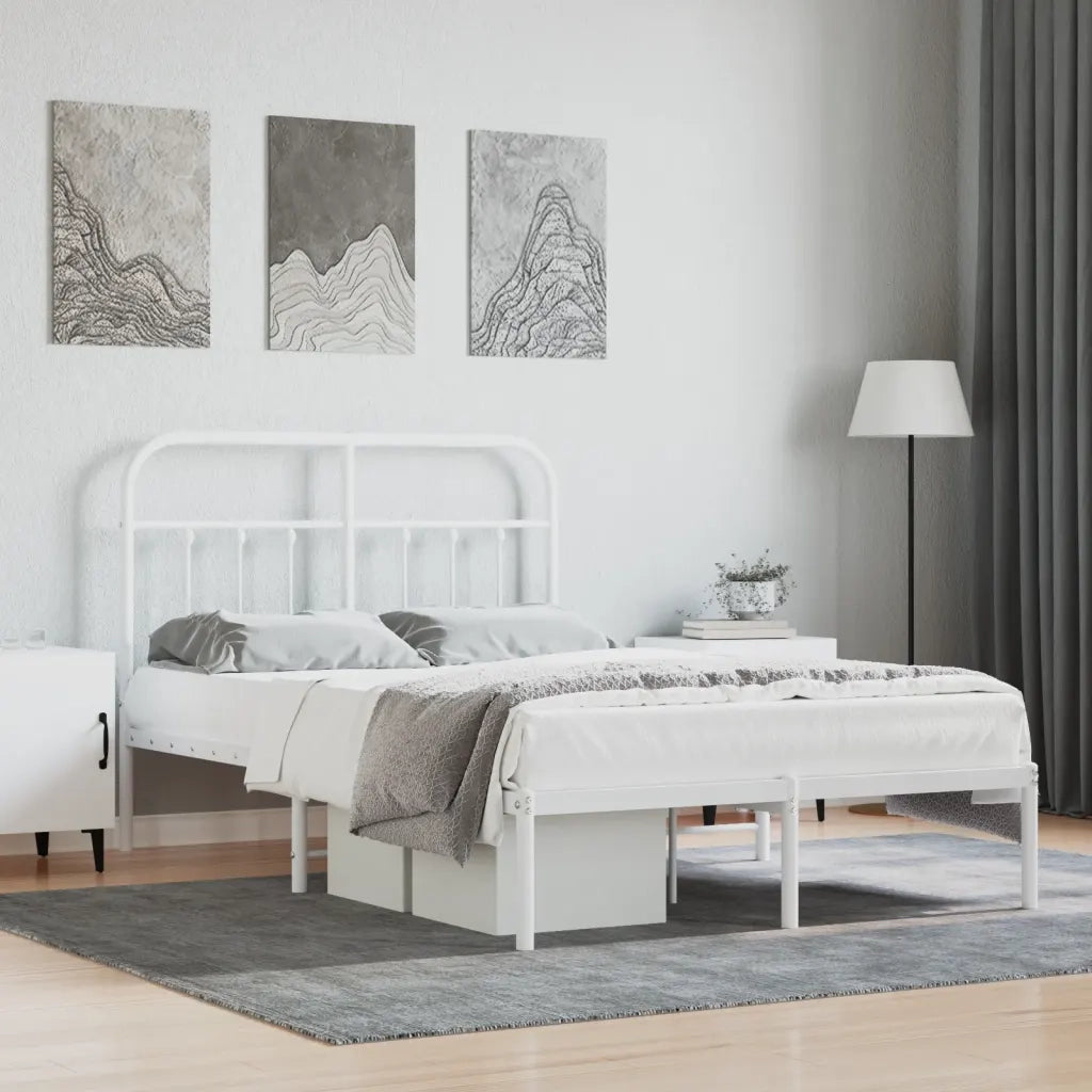 Giroletto con Testiera-Struttura Letto con testiera in Metallo Bianco 120x200 cm 320678