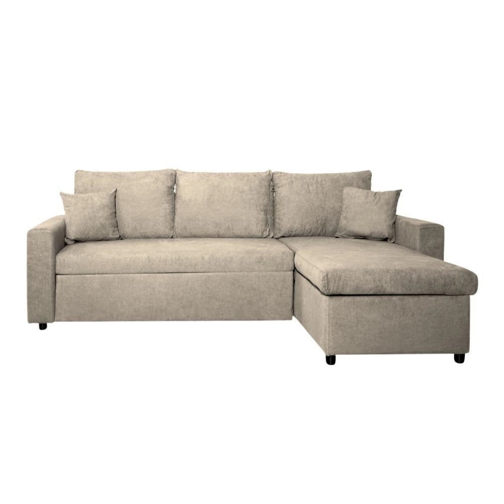Divano con penisola reversibile funzione letto Golf tessuto cappuccino Barrel09