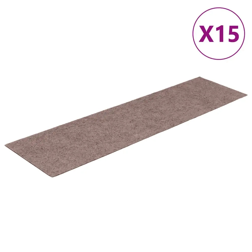Tappetini per scale autoadesivi 15 pz 76x20 cm marrone chiaro rettangolari 326924