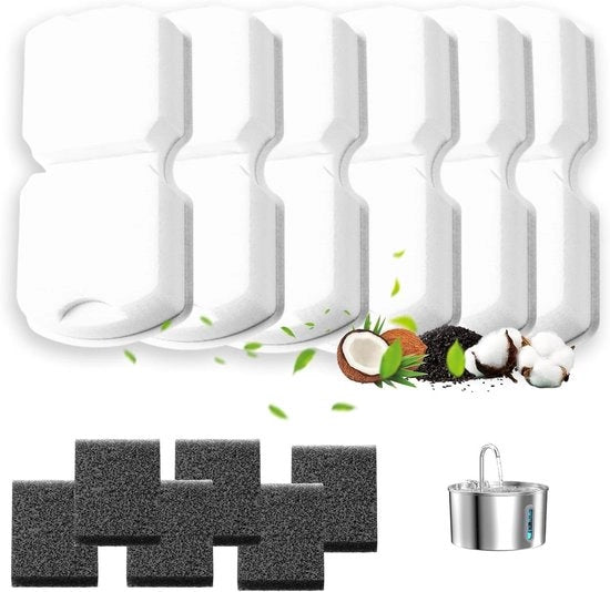 Filtro per fonte acqua per gatti - set da 6 pezzi composto da filtri a carbone e a spugna - set di sostituzione per fonte acqua per 2 mesi