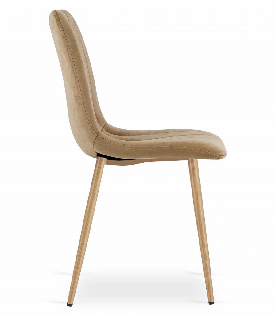 Sedia VALORA JEWA - Moderna in velluto marrone con gambe in legno x 3