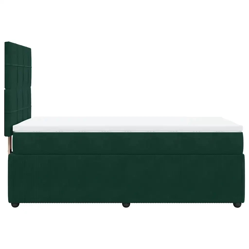 Giroletto a Molle con Materasso Verde Scuro 90x190 cm Velluto