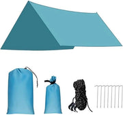 Telo impermeabile 3x3m - Con occhielli - Larghezza impermeabile protezione UV - Telo da tenda da campeggio portatile - Impermeabile 2000mm - Telo impermeabile per tenda da campeggio e per hangmat - Blu
