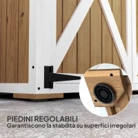 Capanno da Giardino in Legno di Abete con 2 Ripiani e 2 Porte, 116.5x57x159/167 cm, Marrone e Bianco