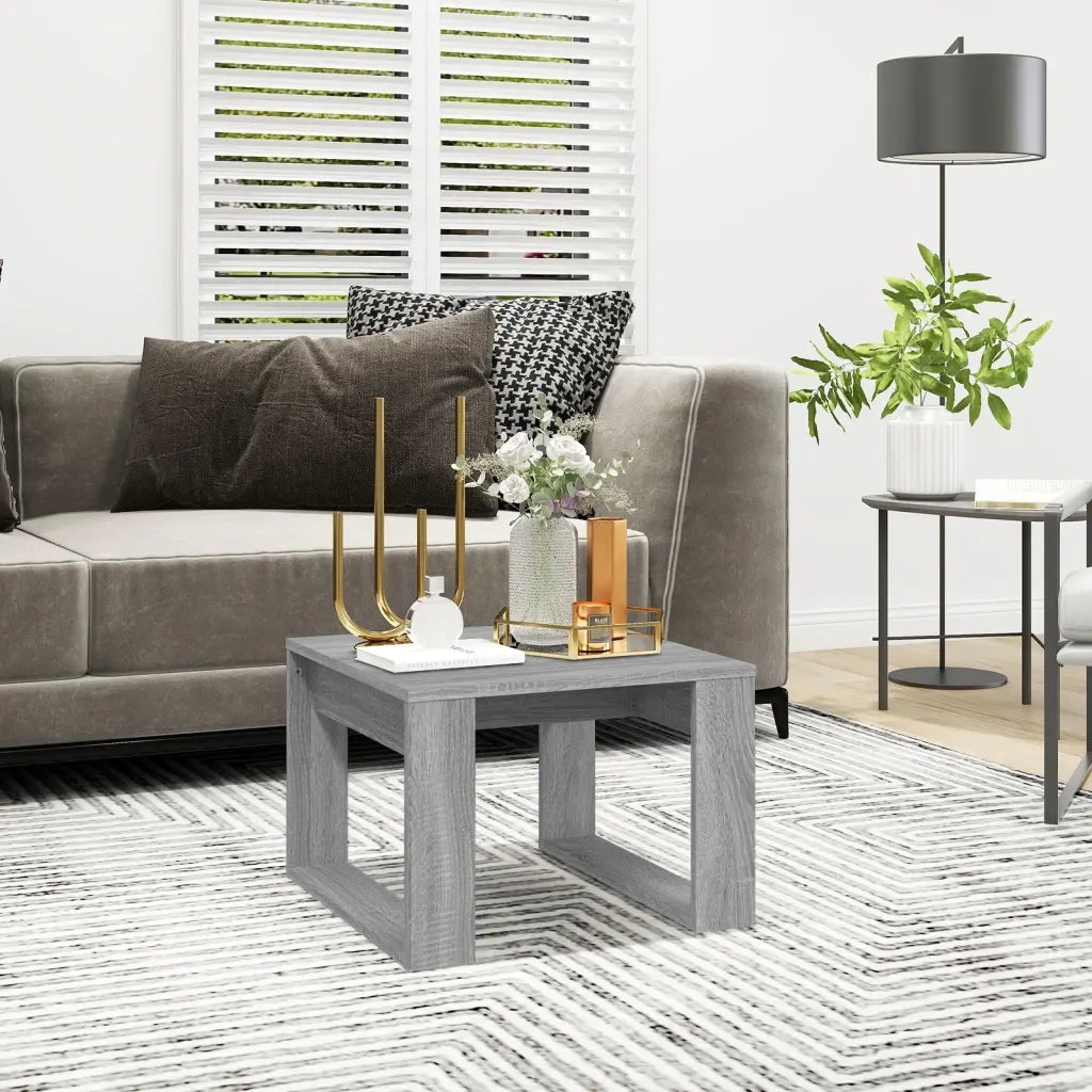 Tavolino-Tavolino da soggiorno-Tavolo Grigio Sonoma 50x50x35 cm in Legno Multistrato