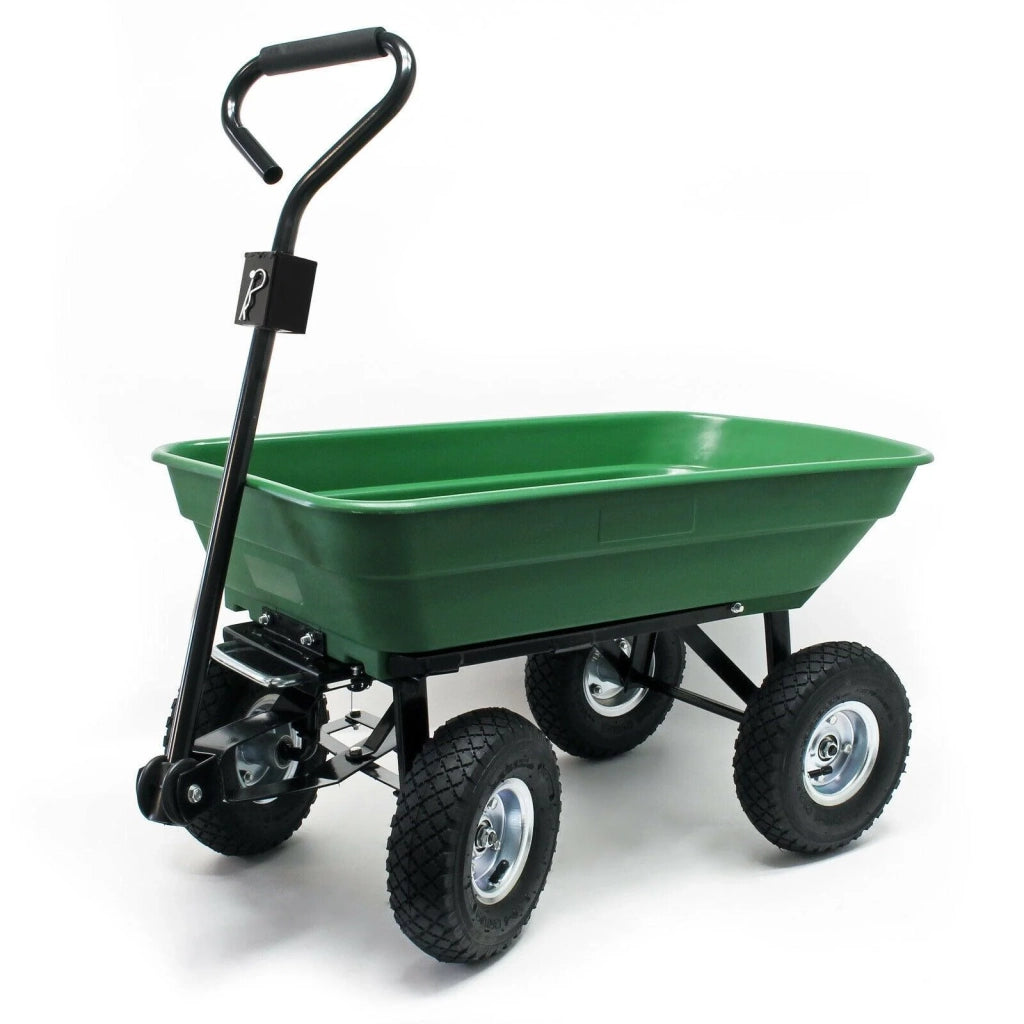 Carrello da giardino manuale capacità 125 litri 350 kg rimorchio ribaltabile carriola 16_0002564