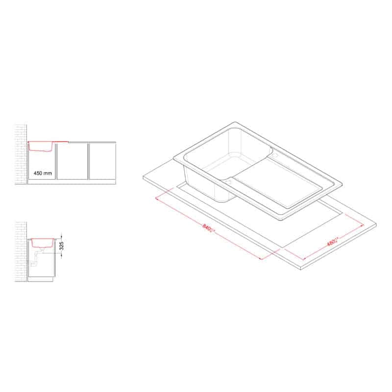 Lavello Elleci Incasso 1 vasca 86x50 Life 400 Granitek Espresso Marrone LG240078