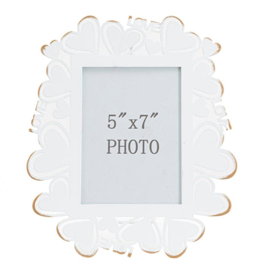 Cornice Heart 25x14,5x27,7 cm in Ferro e Vetro Bianco e Oro