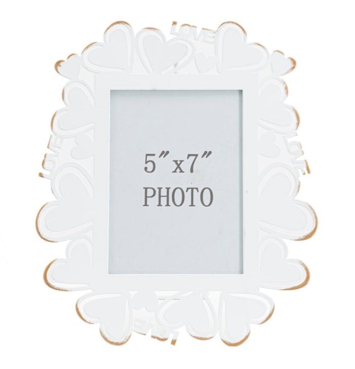 Cornice Heart 25x14,5x27,7 cm in Ferro e Vetro Bianco e Oro