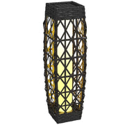 LAMPADA SOLARE DA GIARDINO CON ILLUMINAZIONE LED IN ACCIAIO E RATTAN PE 20X20X68 CM GRIGIO