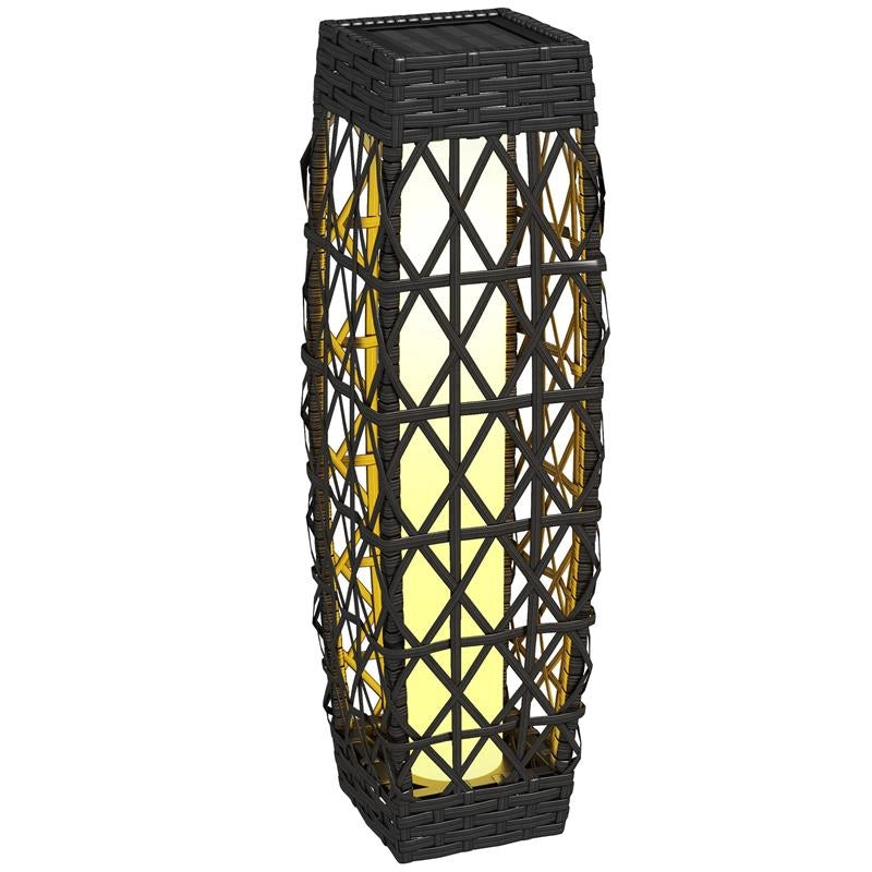 LAMPADA SOLARE DA GIARDINO CON ILLUMINAZIONE LED IN ACCIAIO E RATTAN PE 20X20X68 CM GRIGIO