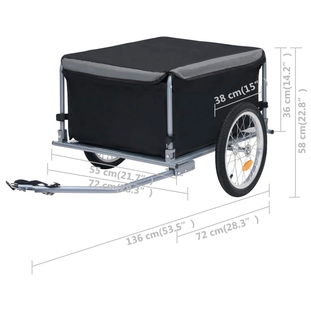 Rimorchio per bicicletta 65 kg nero e grigio 02_0004487