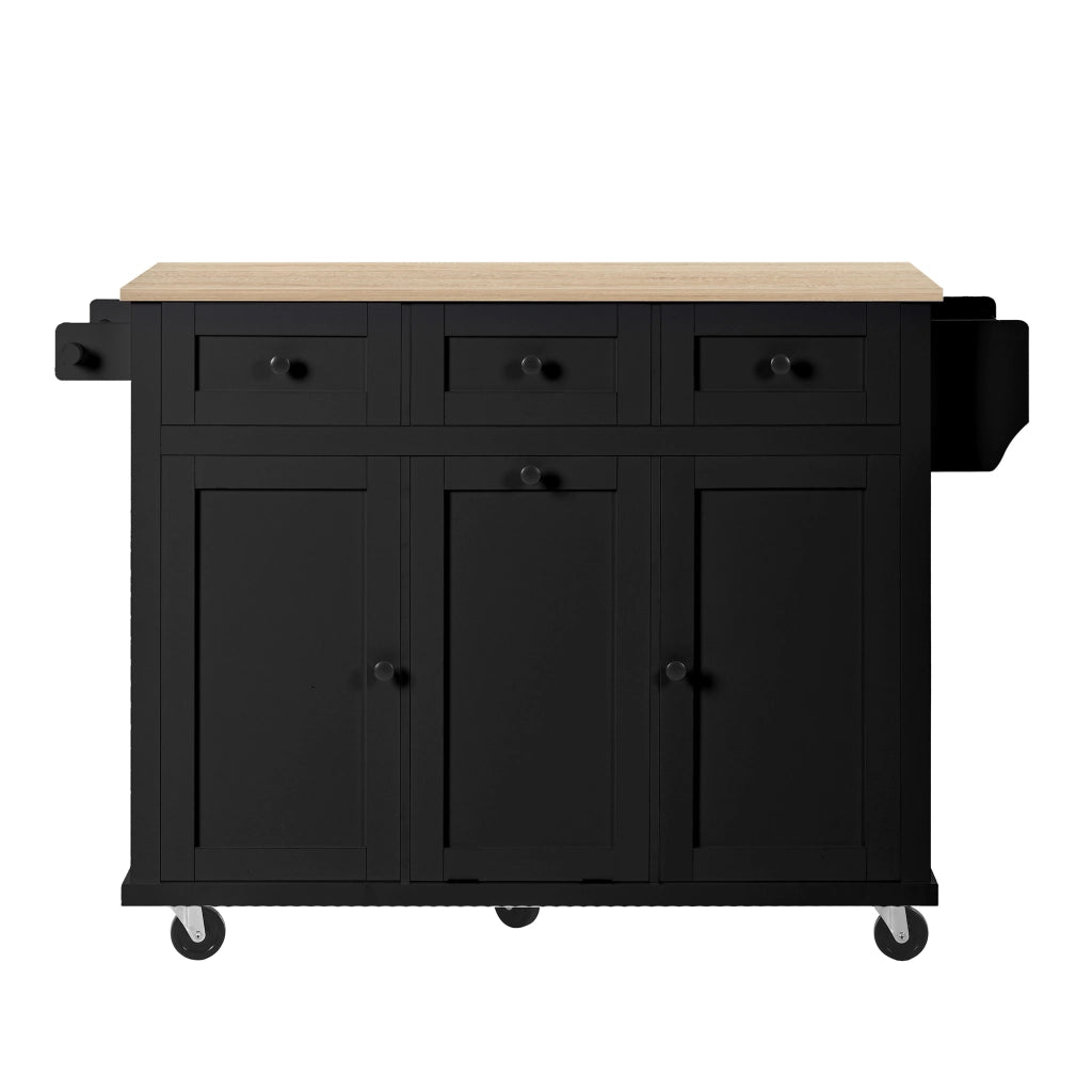 Isola da cucina mobile - Zephmum - Con cassonetto e cassetti, area pranzo estraibile (Nero)