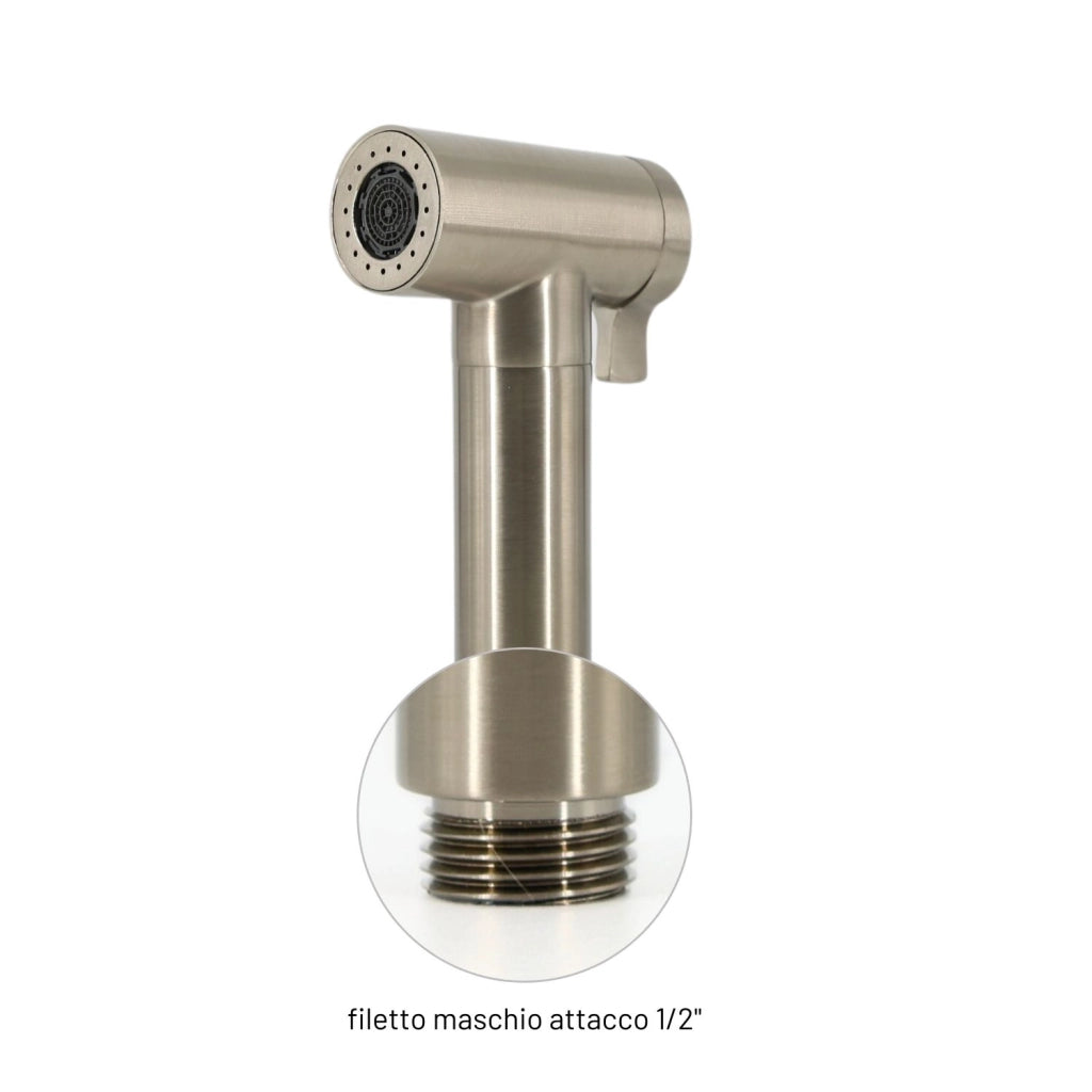 Idroscopino wc doccetta ottone portatile shutoff monogetto con leva ogomondo kit *** finitura- nickel spazzolato tond...