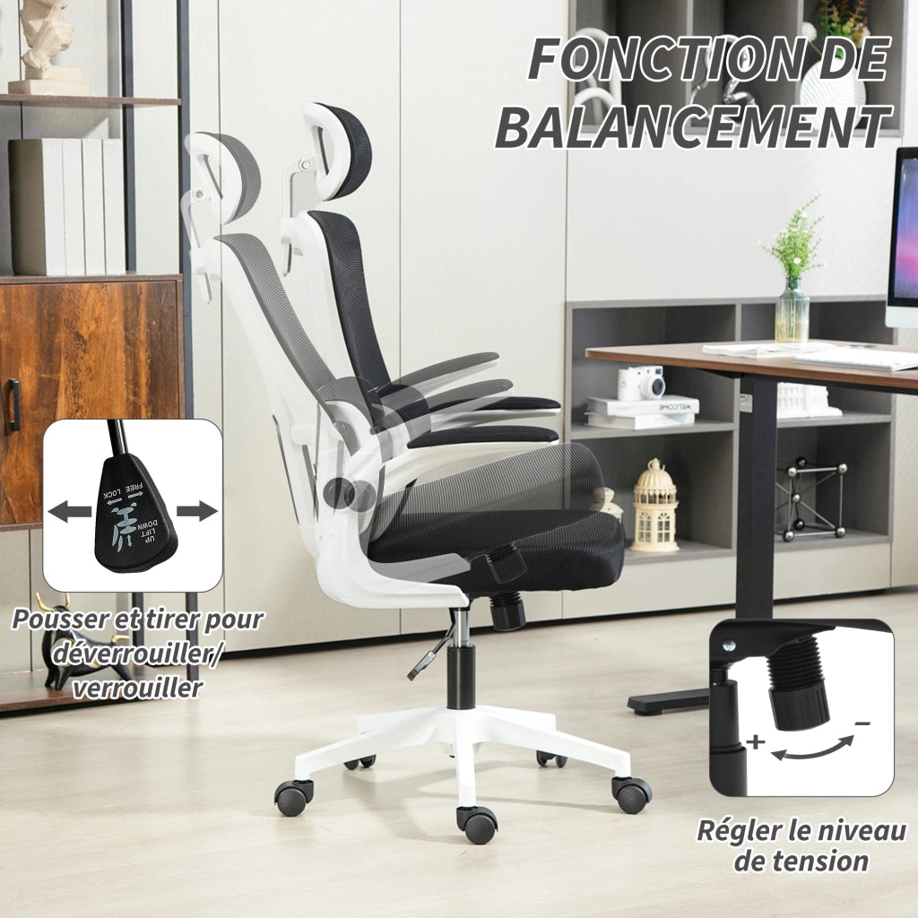 Sedia da ufficio girevole 360¡ã con poggiatesta e schienale regolabile ¨C zephmum ¨C nero