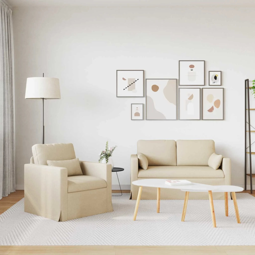 Set di divani 2 pcs Crema 139 x 78 x 80 cm Tessuto