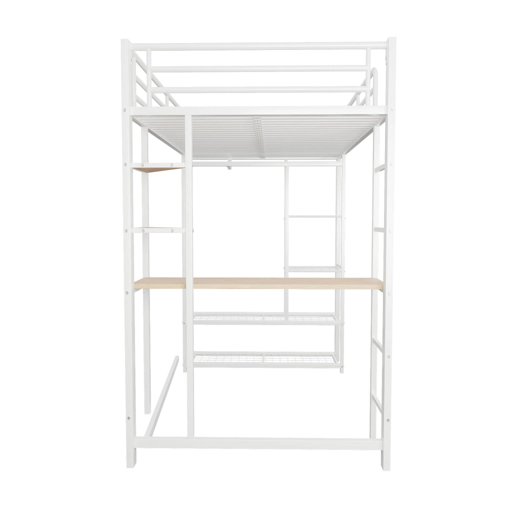 LETTO A CASTELLO con scrivania 90x200 cm in metallo bianco