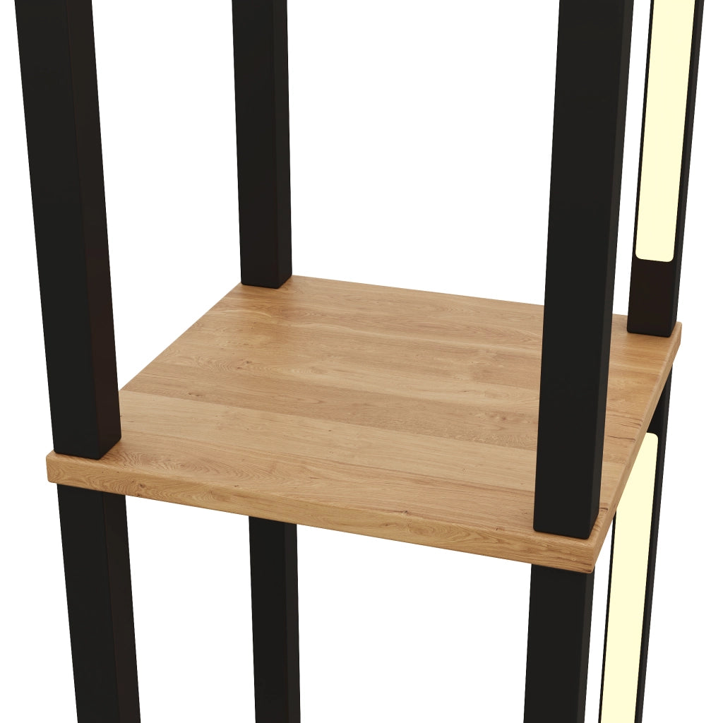 Libreria illuminata a 4 ripiani 26 x 26 x 165 cm, MDF, design moderno minimalista, LED a tre tonalit¨¤, nero e effetto legno