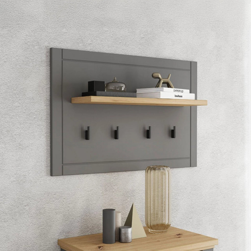 Mediglia, Appendiabiti set Fissaggio a Muro Incluso, 57h cm Grigio Scuro