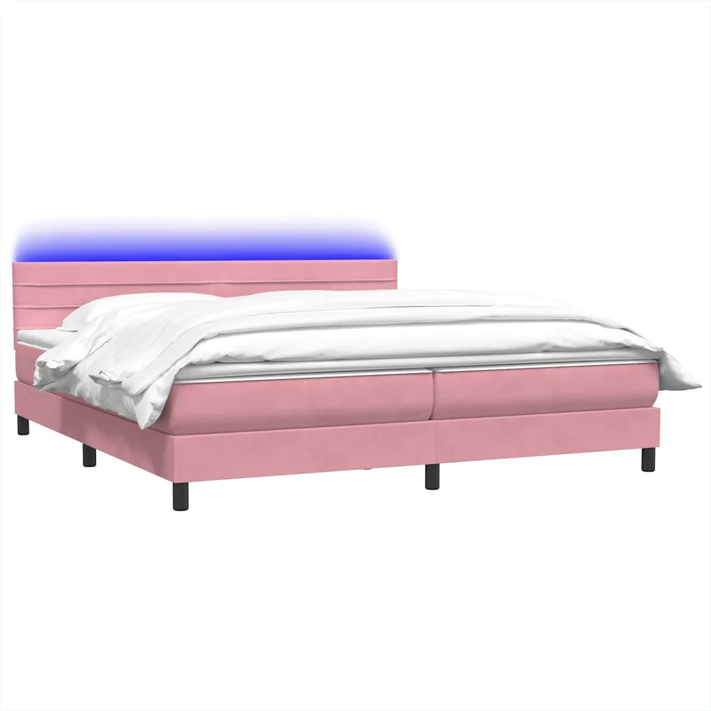 Letto a Molle con Materasso e LED Rosa 180x210 cm in Velluto 3316994