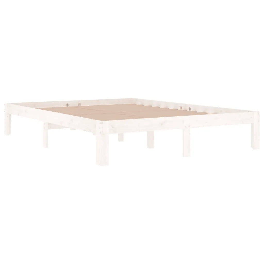 Giroletto-Struttura Letto Bianco in Legno Massello di Pino 140x190 cm 940546