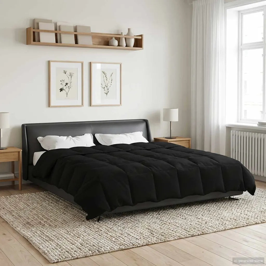 Piumone Completo Annuale Nero 200 x 200 cm Microfibra
