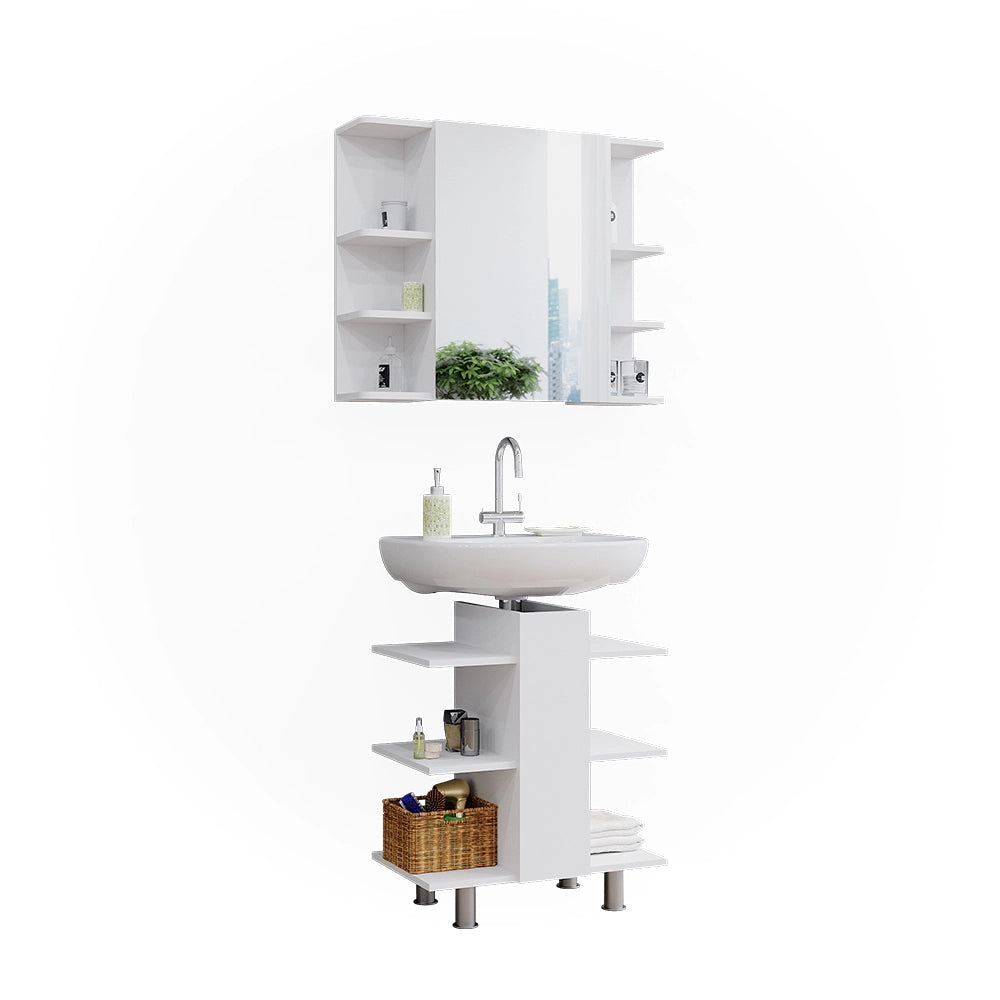Vicco Set di mobili da bagno Bianco 2 parti, mobile lavabo e mobile specchio per bagno