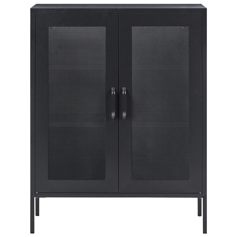 Cassettiera in colore metallo nero 2 ante trasparenti 80 x 40 x 102 cm moderno contemporaneo ufficio