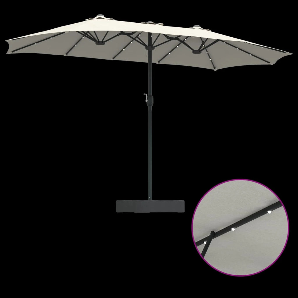 Ombrello da giardino Sabbiato e Antracite 385 x 209 x 244 cm 42003283