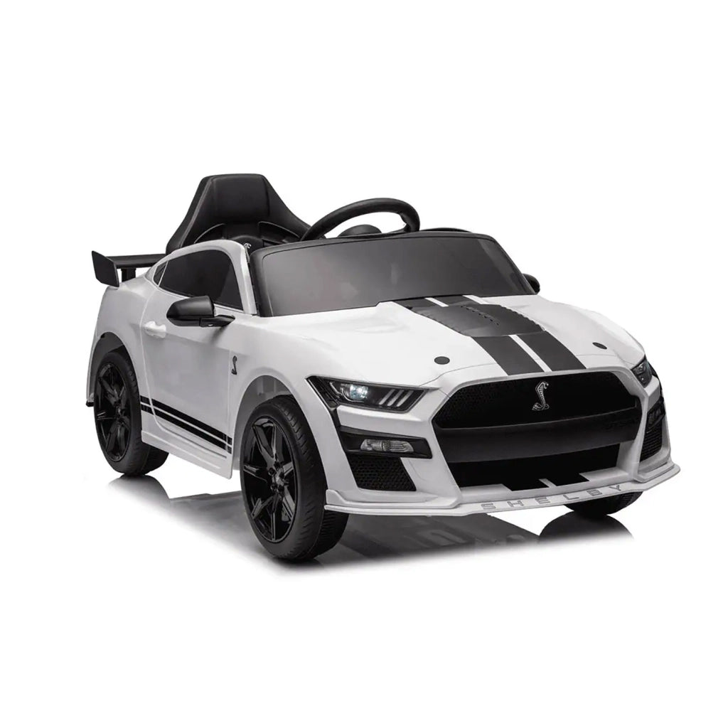 Macchina Elettrica per Bambini Licenza Ufficiale Ford Mustang Shelby Telecomandata 10,8V 3,1Ah Bianco