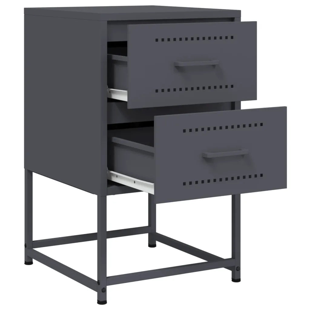 Comodini 2 pz-Set di 2 Tavolino da notte Antracite 36x39x60,5 cm in Acciaio 195839