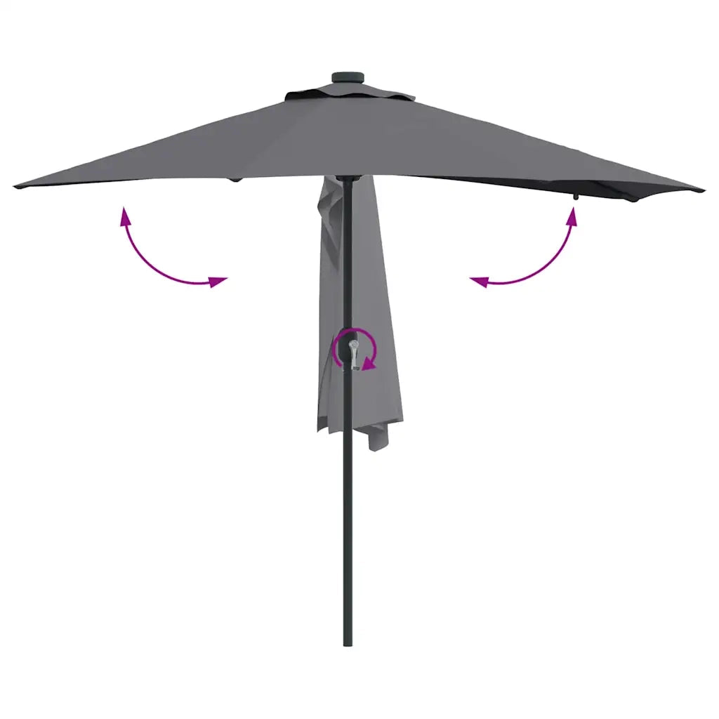 vidaXL Ombrello da giardino Antracite 294 x 150 x 223 cm Tessuto