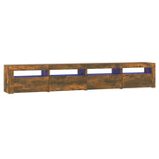 Mobile TV multimediale scaffale TV credenza mobile TV per sala da pranzo soggiorno camera da letto con luci a LED rovere affumicato 240 x 35 x 40 cm marrone 02_0026732