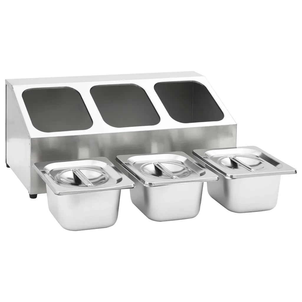 Supporto Gastronorm con 3 Contenitori GN 1/6 in Acciaio Inox 51220