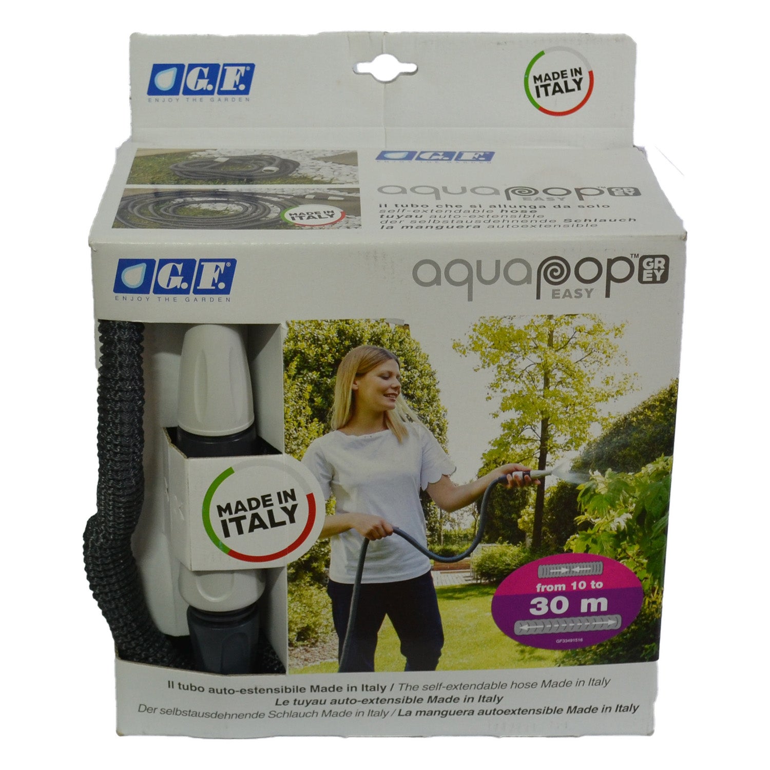 TUBO DA GIARDINO ESTENSIBILE AQUAPOP CON RACORDI FINO A  MT. 30