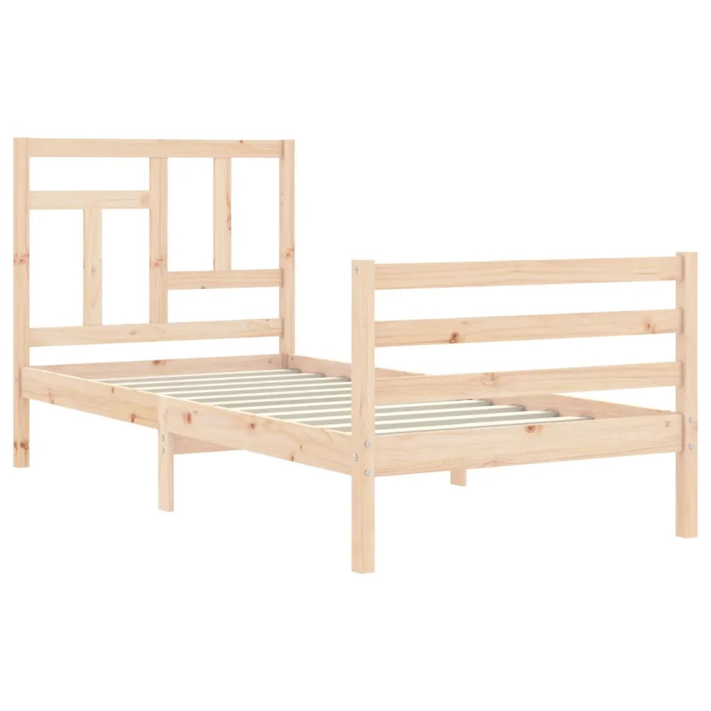 Giroletto con Testiera Single-Struttura Letto in Legno Massello 251975