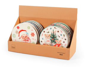 Sottopentola Tondo in Ceramica con Decoro Babbo Natale