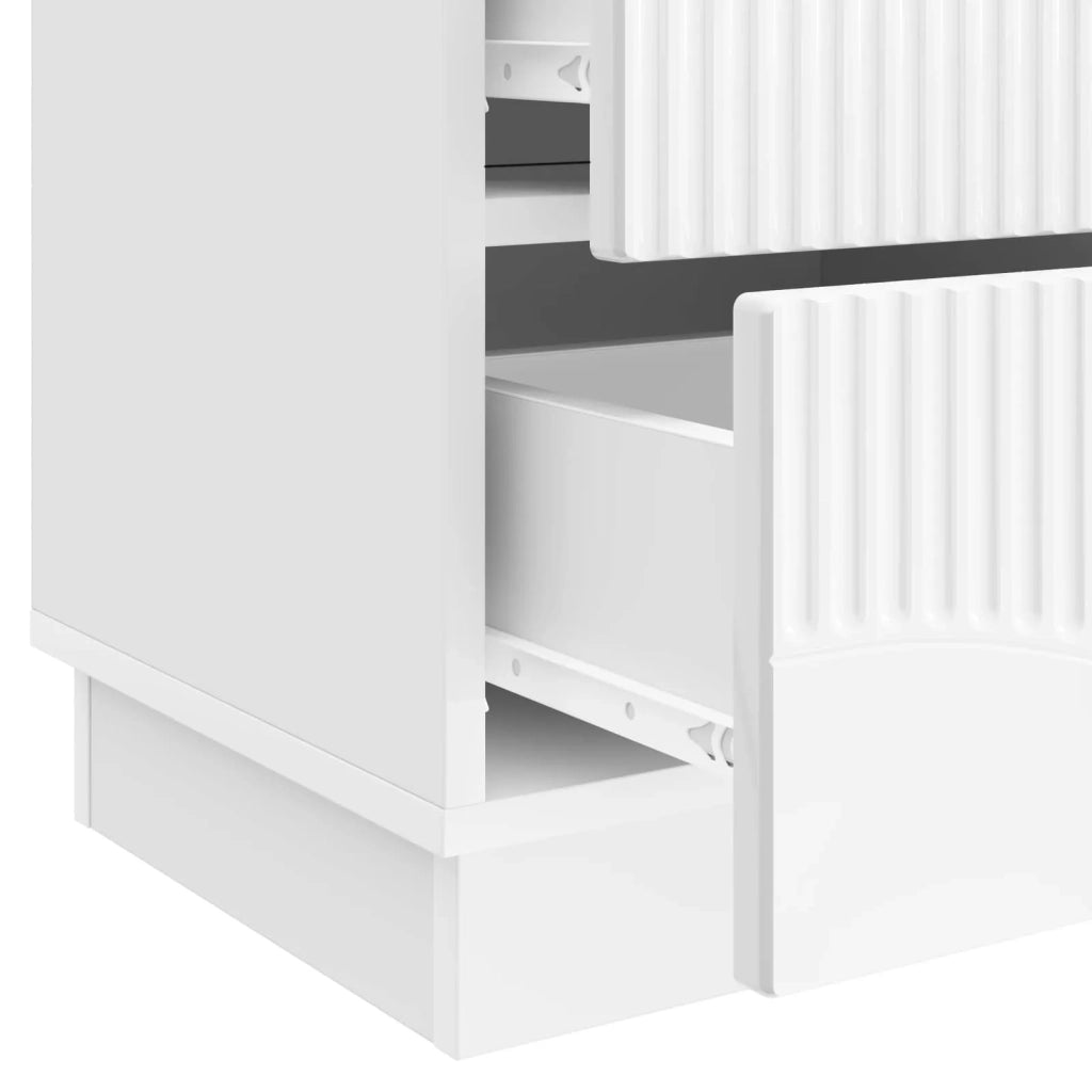 Comodino | Armadio da Notte | Mobiletto da notte con cassetto Bianco Lucido 43 x 34,5 x 44,5 cm