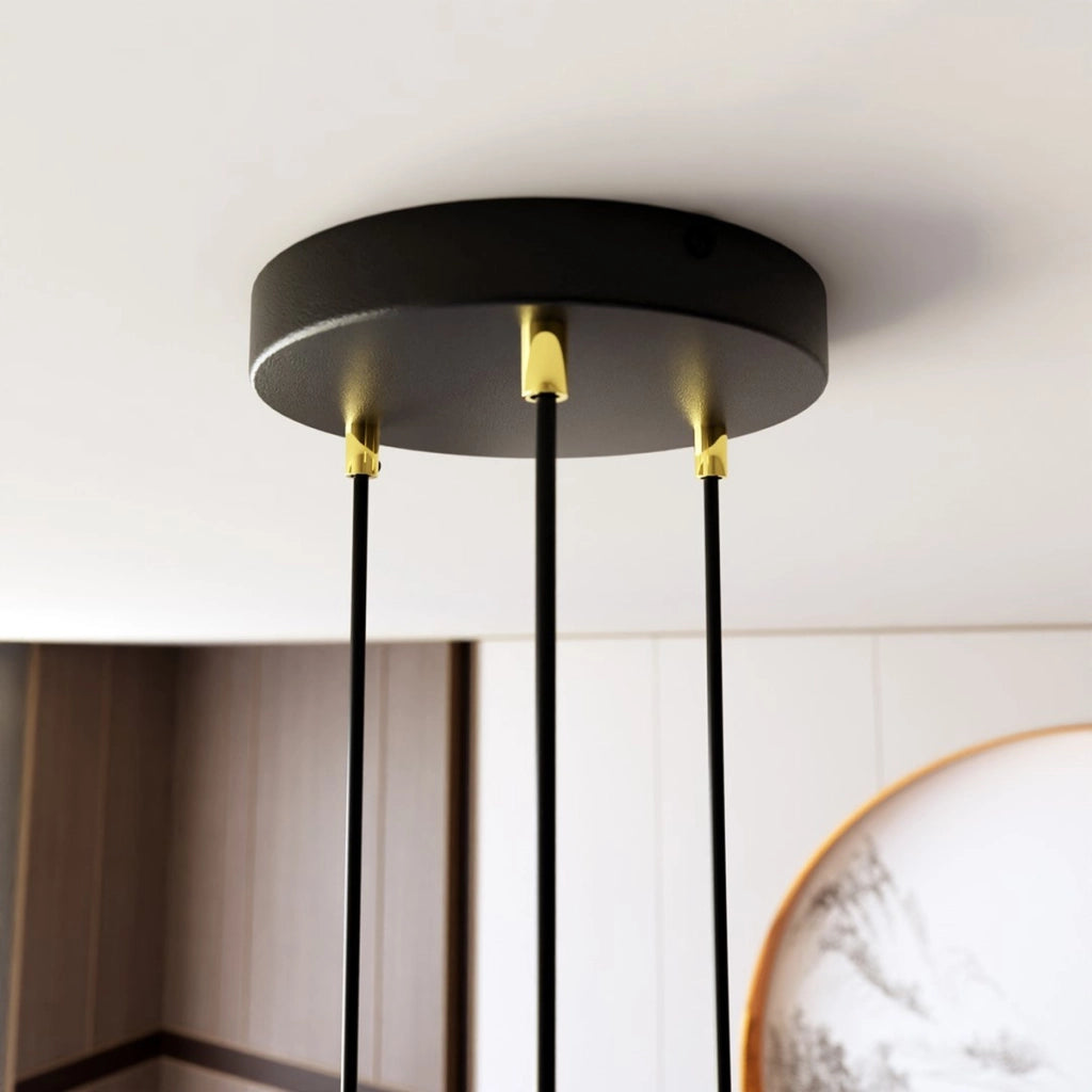 Lampada a sospensione Selter in acciaio nero e oro
