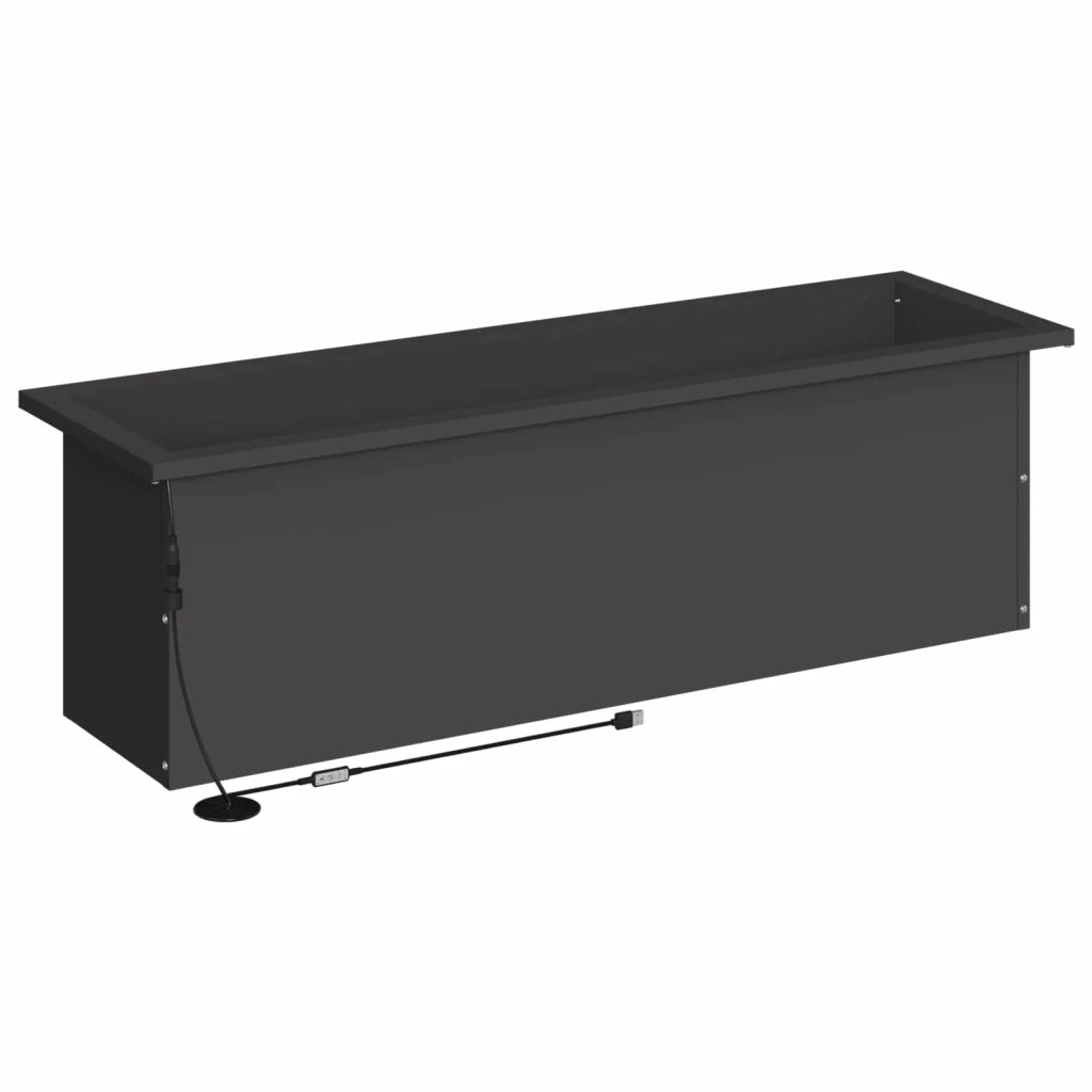 Fioriera da giardino con LED 2 pz Nero 30 x 100 x 30 cm Acciaio 8008113