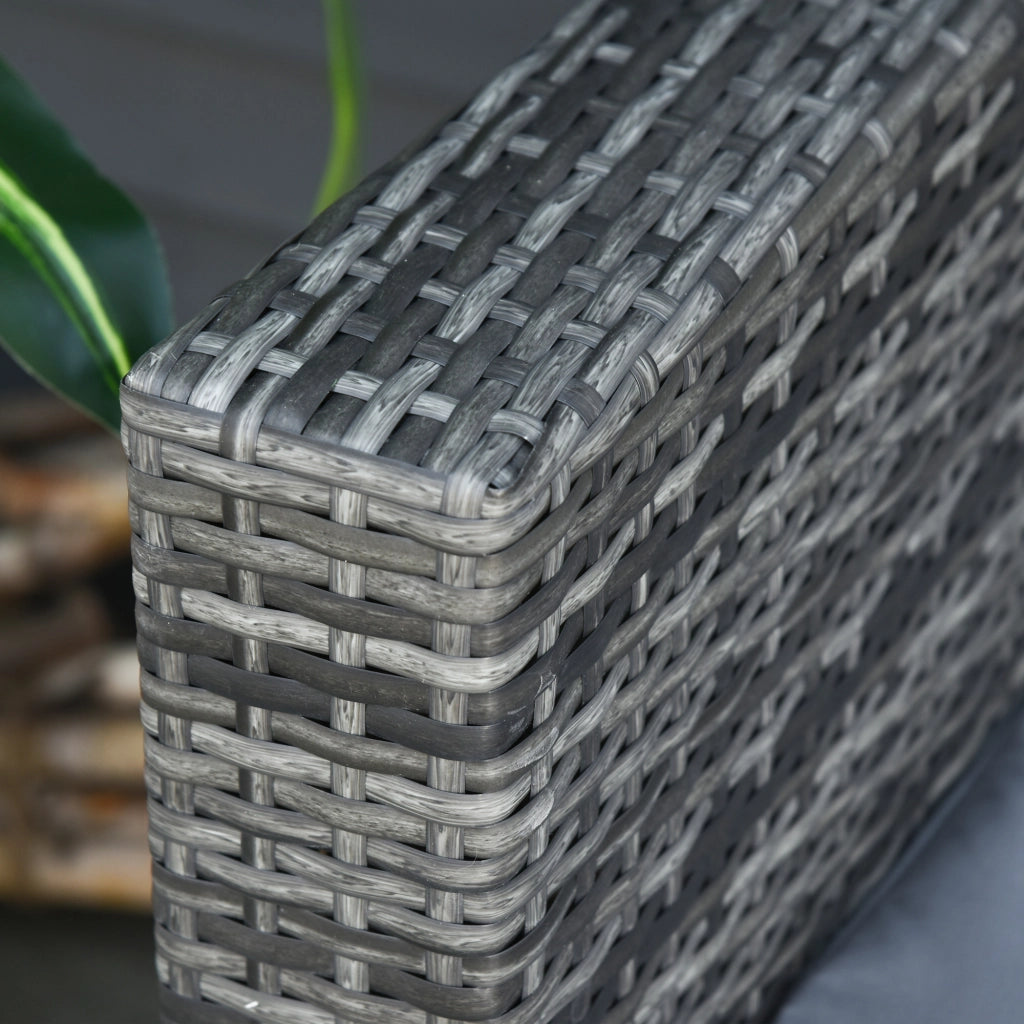 Divano lounge a 3 posti con cuscini in rattan per terrazzo e balcone grigio