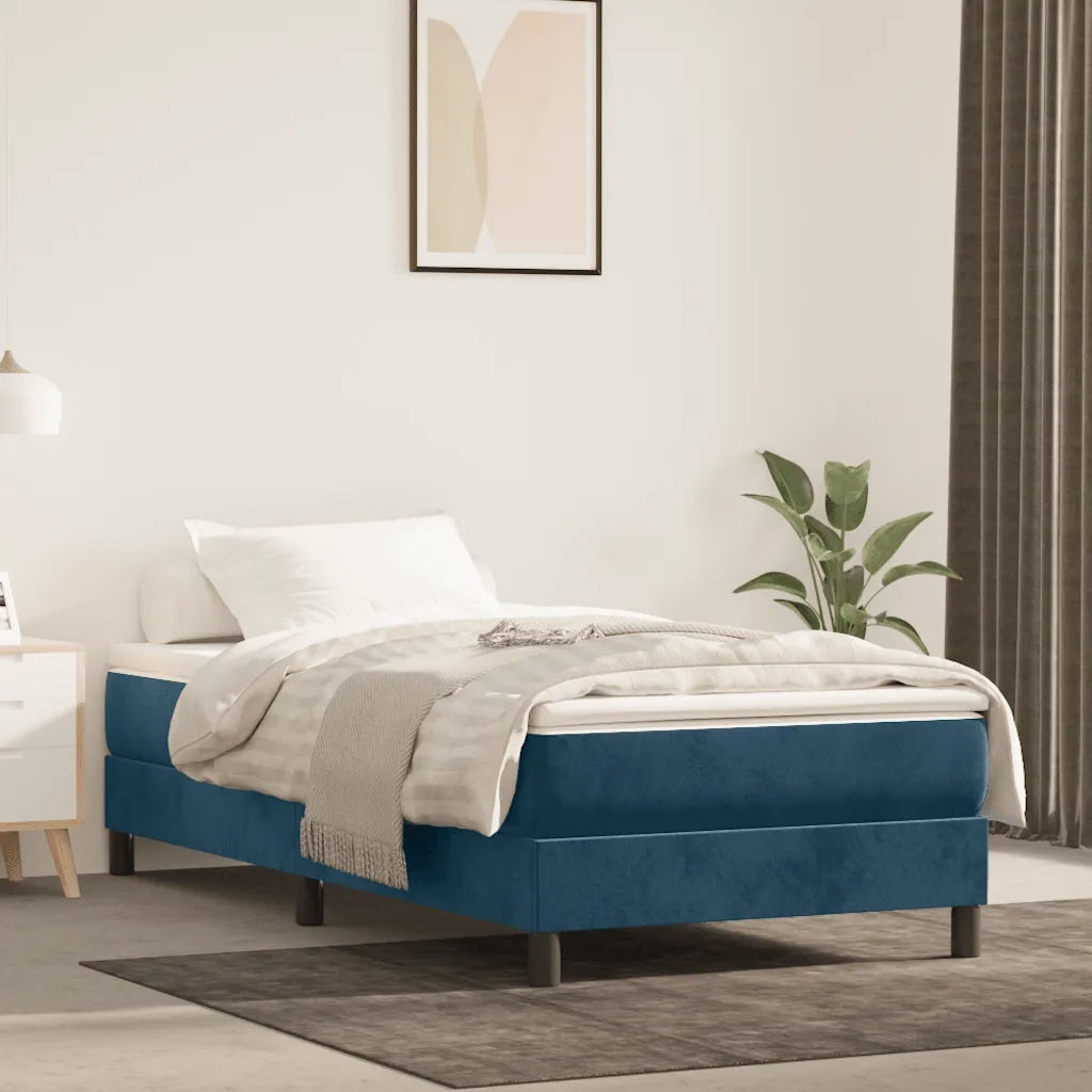 Letto singolo | Letto per adulti | Giroletto a Molle con Materasso Blu Scuro 80x200 cm in Velluto