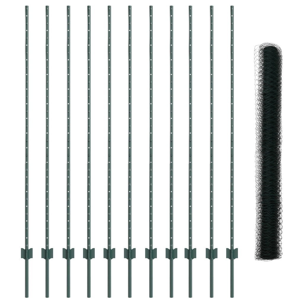 Pali per Recinzione  11 pcs U-Channel Verde 160 cm Acciaio