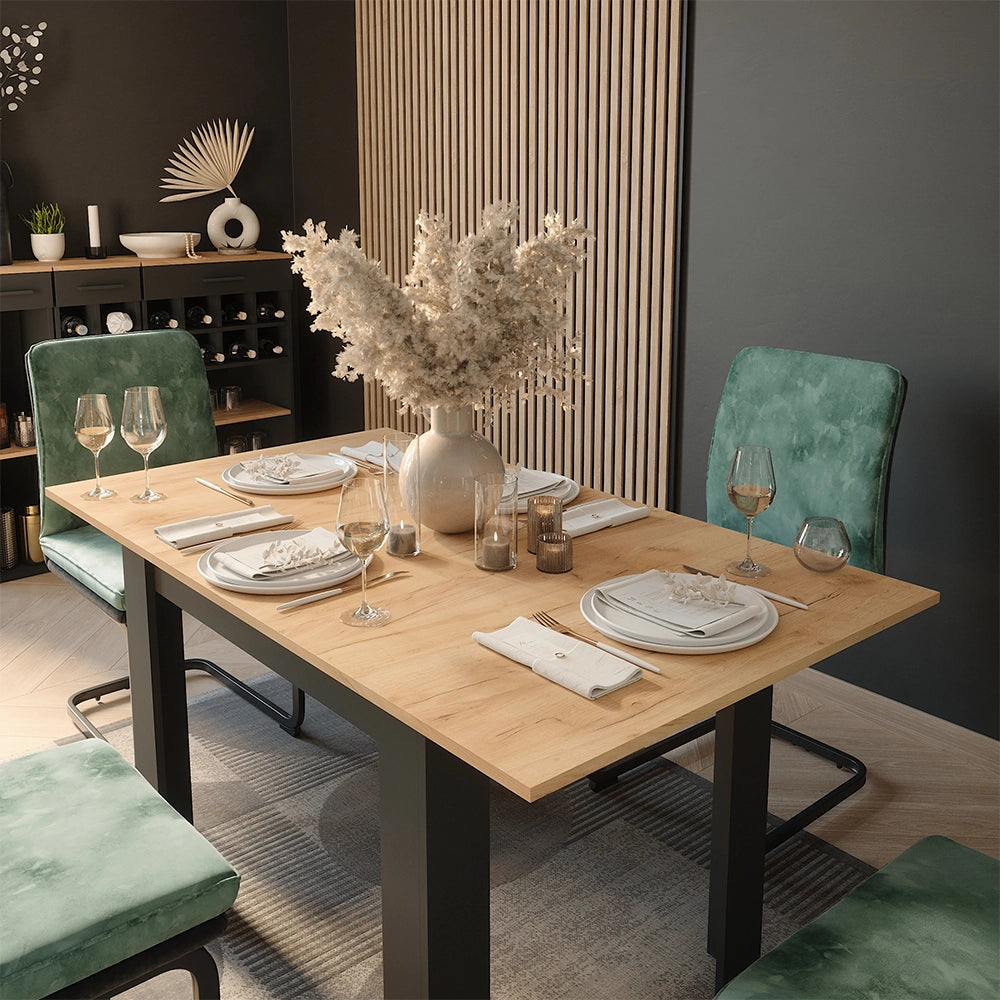 Vicco tavolo da pranzo allungabile Antracite/quercia dorata 100 x 80 cm Estensibile