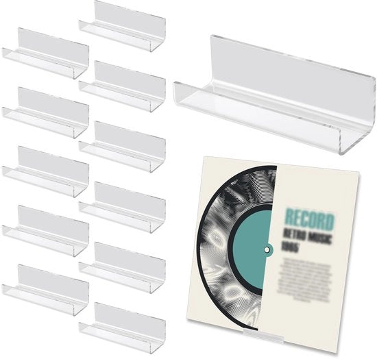 Display per Dischi in Vinile da Parete, Piatto Acrilico per Copertine Senza Forare con Adesivo per Registrazioni in Vinile in Display (Translucido)