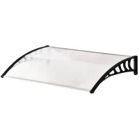 Tettoia per Esterni Curva con Viti e Bulloni Inclusi, in Policarbonato, PP e Alluminio, 122x89x24 cm