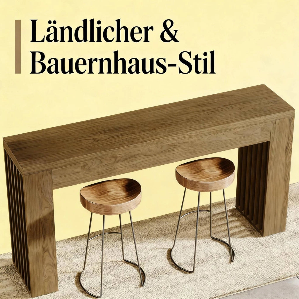 Tavolo consolle in MDF marrone stile rustico; lunghezza 150 cm