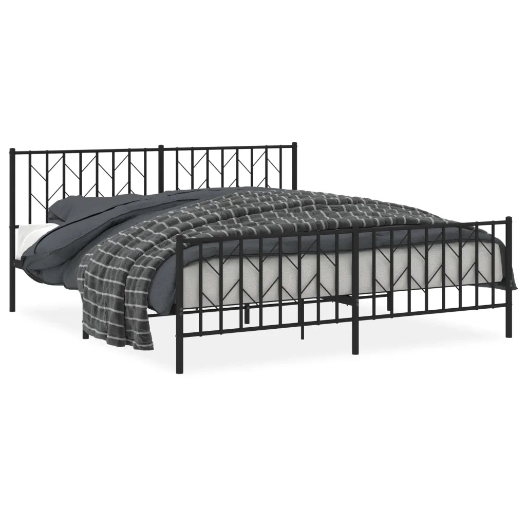 Giroletto con Testiera e Pediera Metallo Nero 183x213 cm 374460